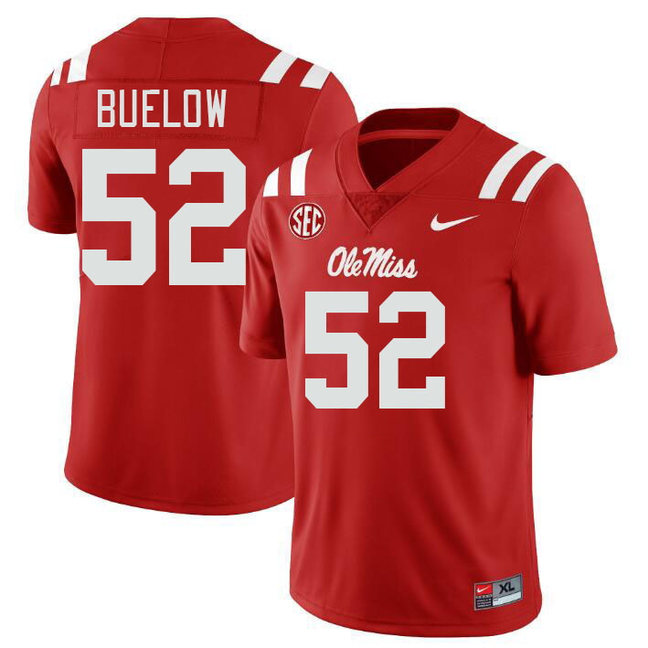 Men #52 Julius Buelow Ole Miss Rebels College Football Jerseys Stitched-Red